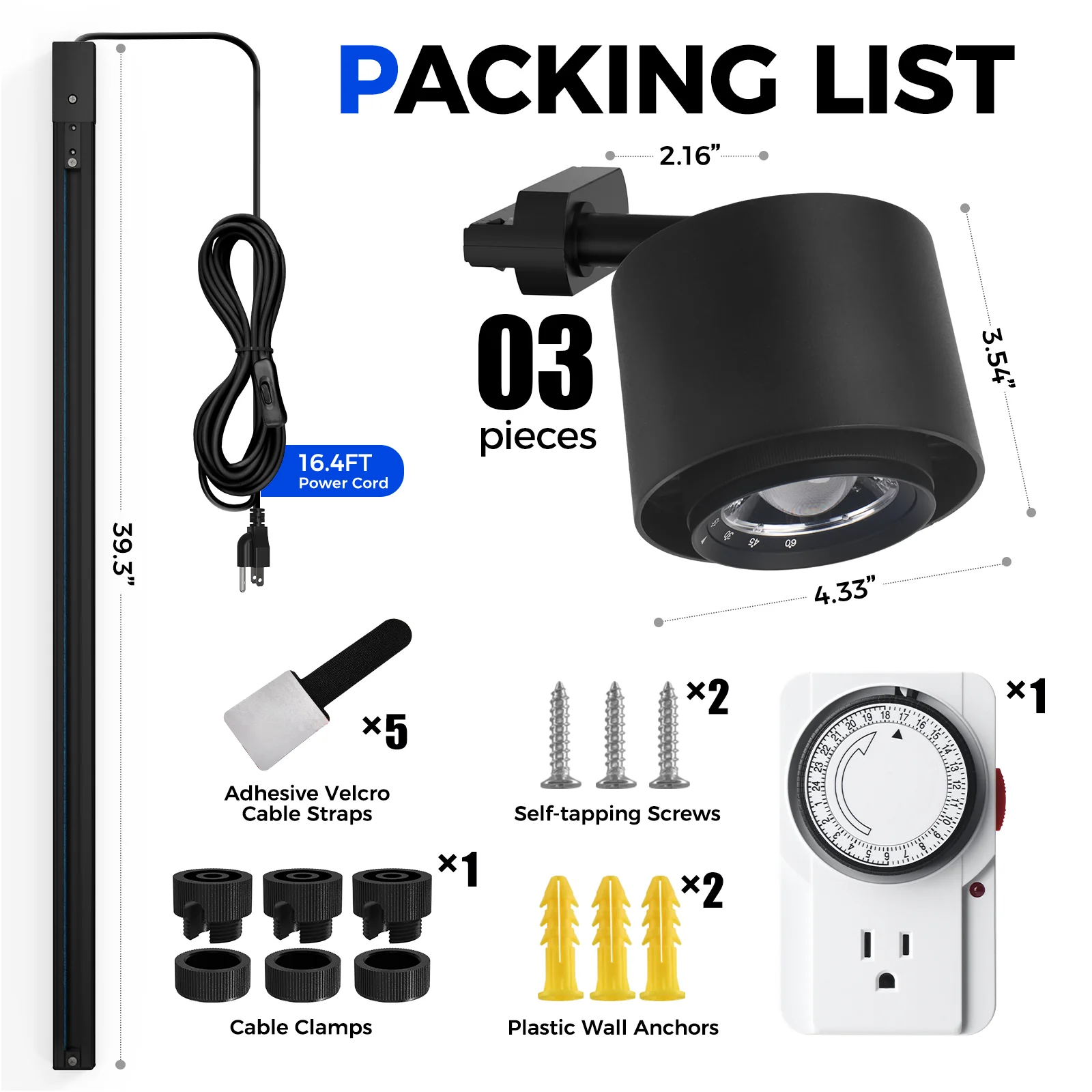 Barrina TR40c 3 x 40W LED Grow Lights 5000K | Full Spectrum, Ceiling Track & Timer | TR40c (Black) - Image 9