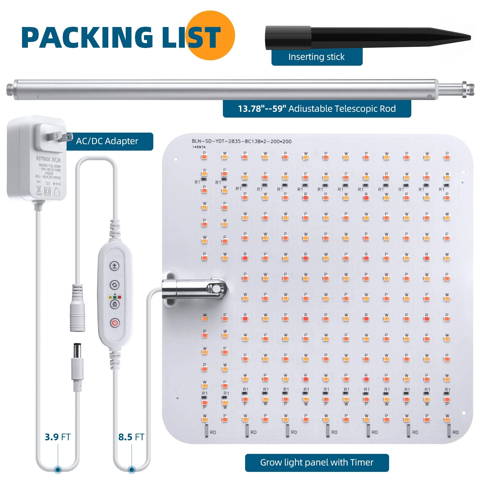 Barrina 24W LED Grow Lamp 182 LEDs | 13.78" to 59" Height Adjustable & Full Spectrum | CR24 - Image 9