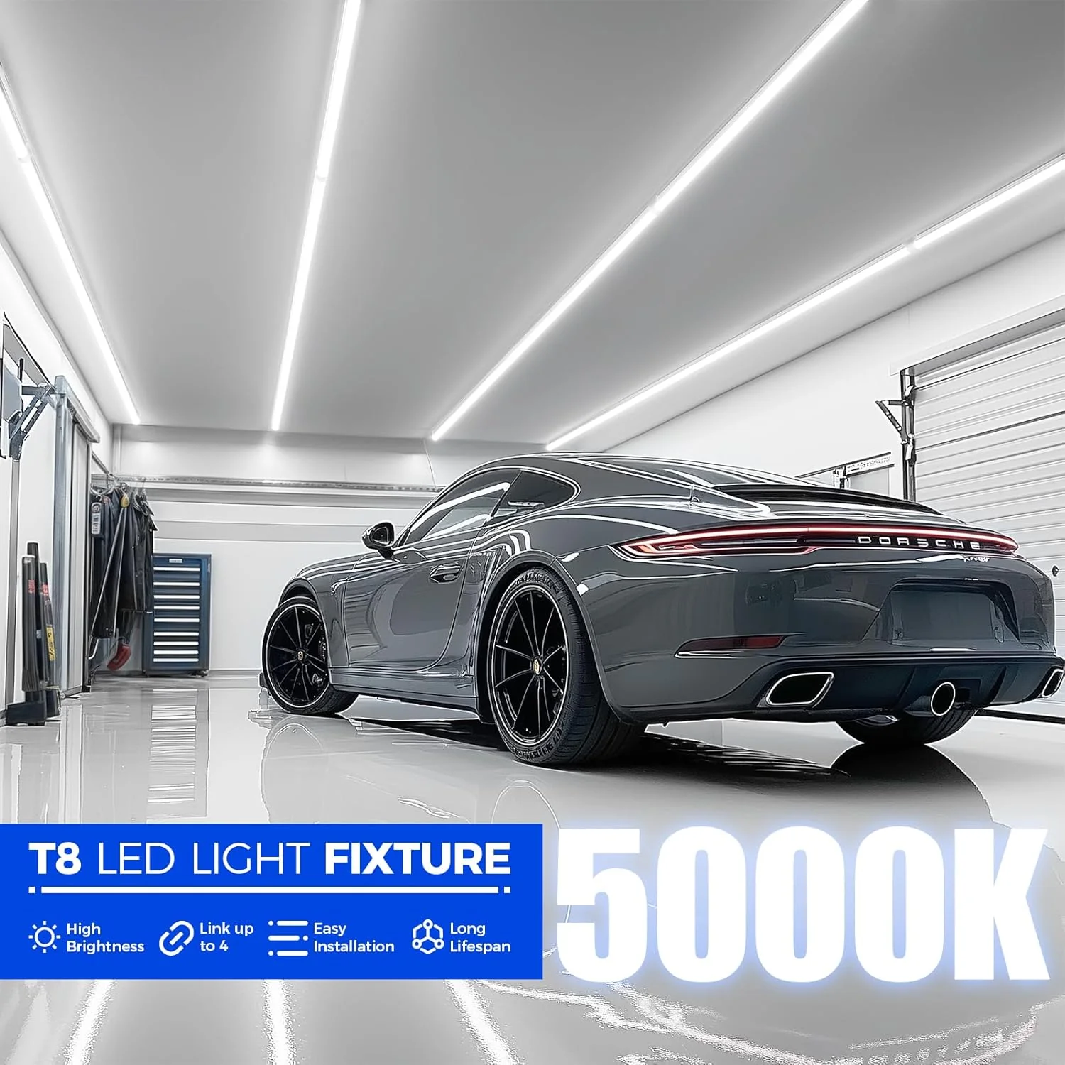 Barrina T8 72W LED Shop Lights 8FT 5000K 10000LM | Clear Cover & V Shape Tube | BAX72 - Image 3